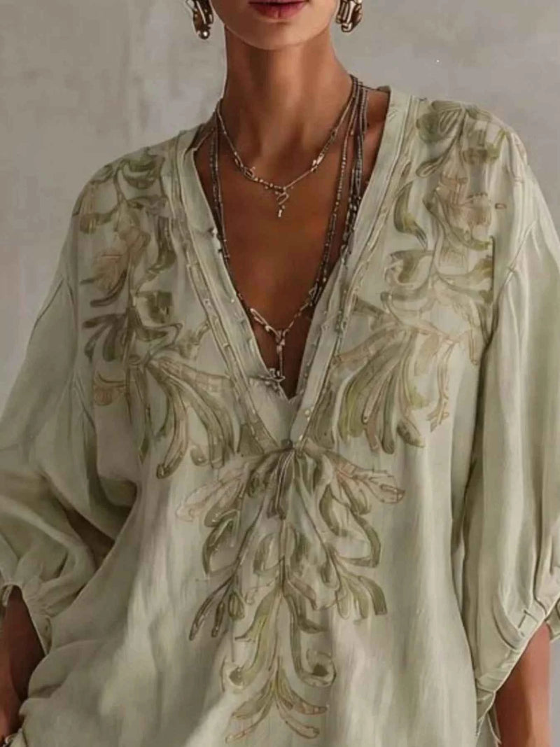 Full Size Embroidered V-Neck Mini Dress