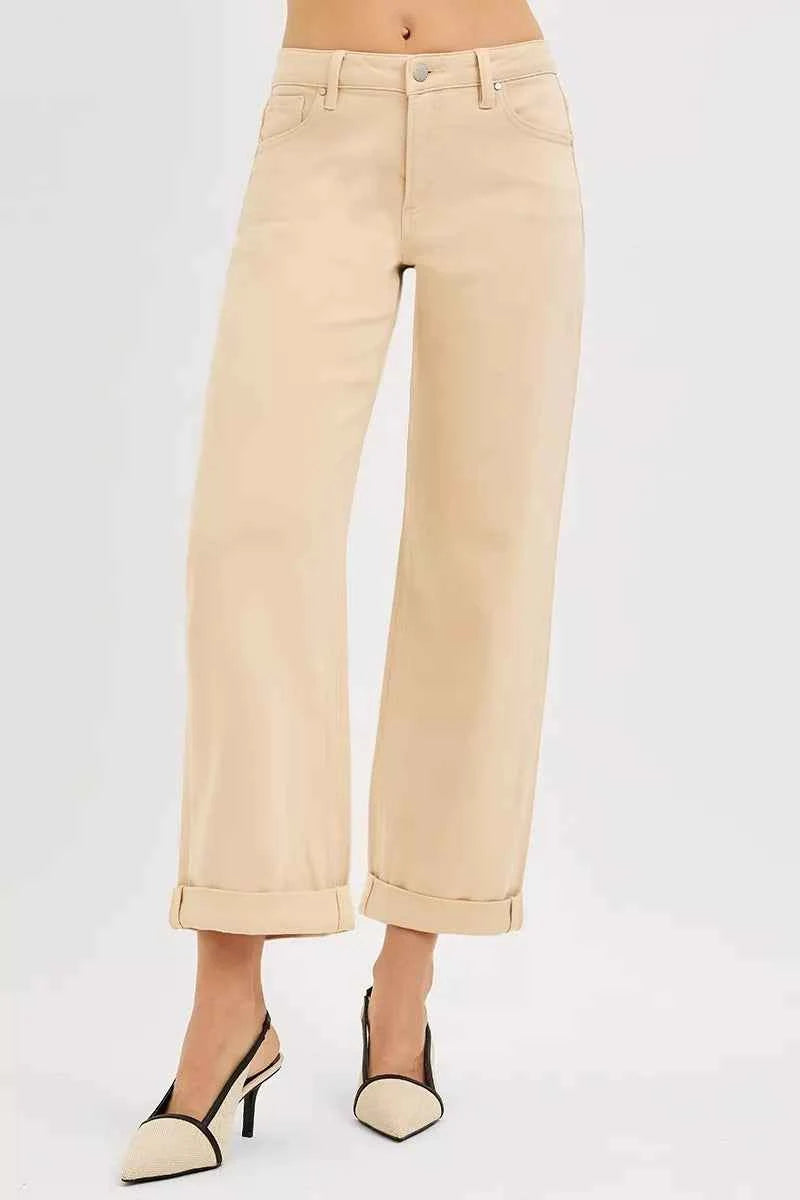 RISEN Tummy Control Mid Rise Ankle Barrel Relaxed Baggy
