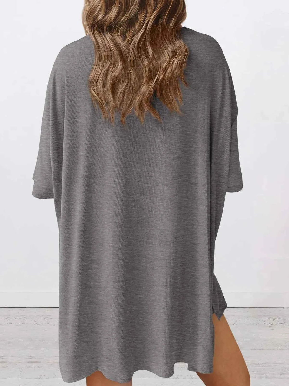 Full Size Oversized Round Neck Top and Shorts Set Plus Size
