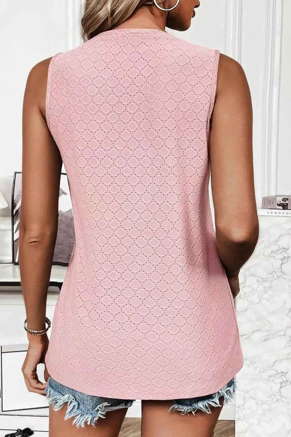 Eyelet Tank Top for Effortless Style and Comfort