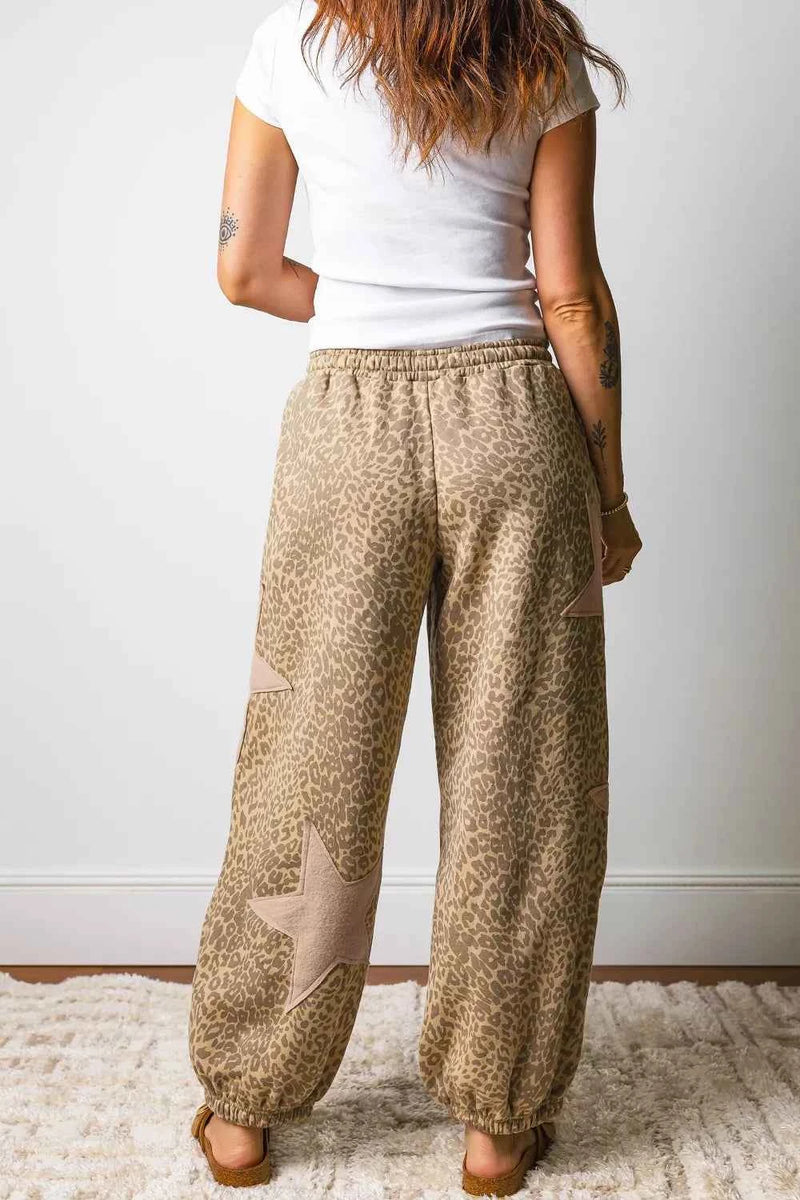 Leopard Star Patch Loose Pants