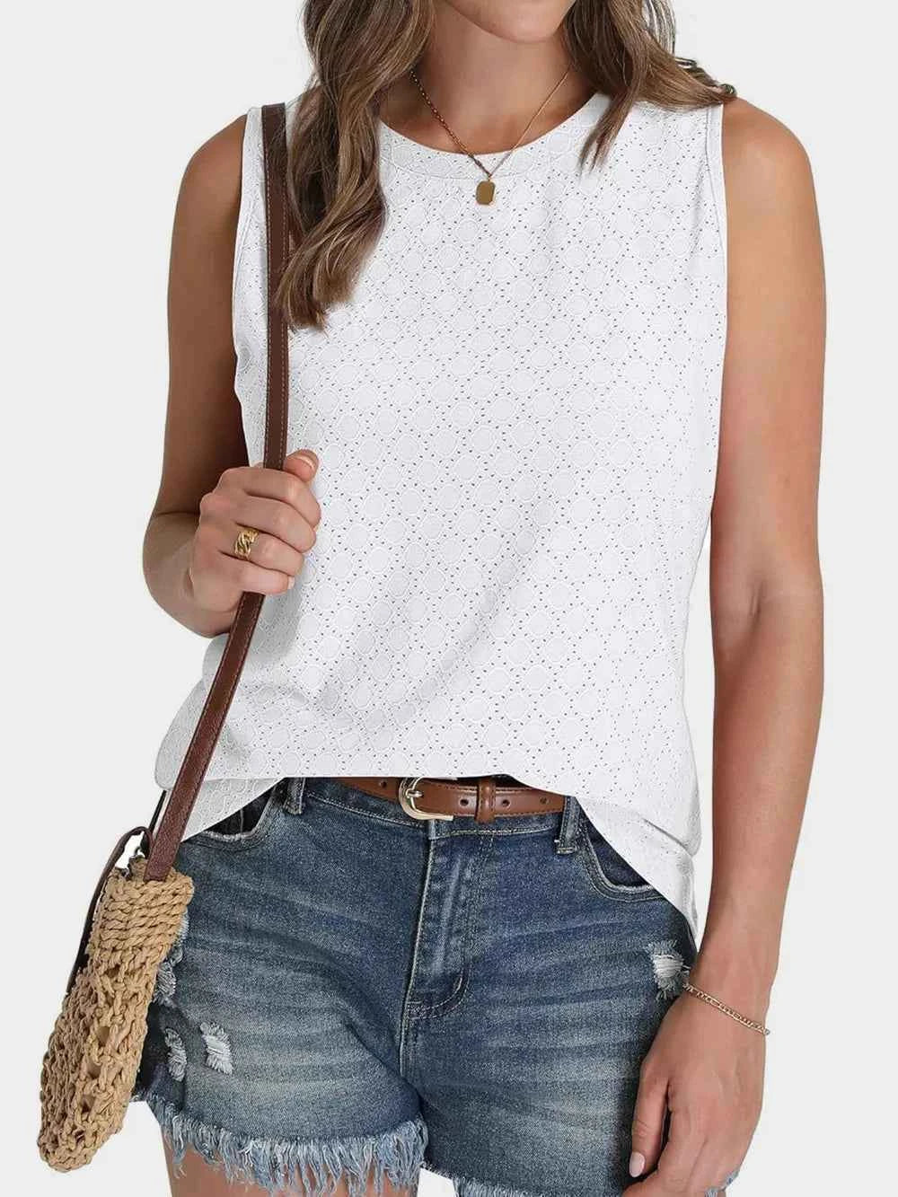Eyelet Tank Top for Effortless Style and Comfort