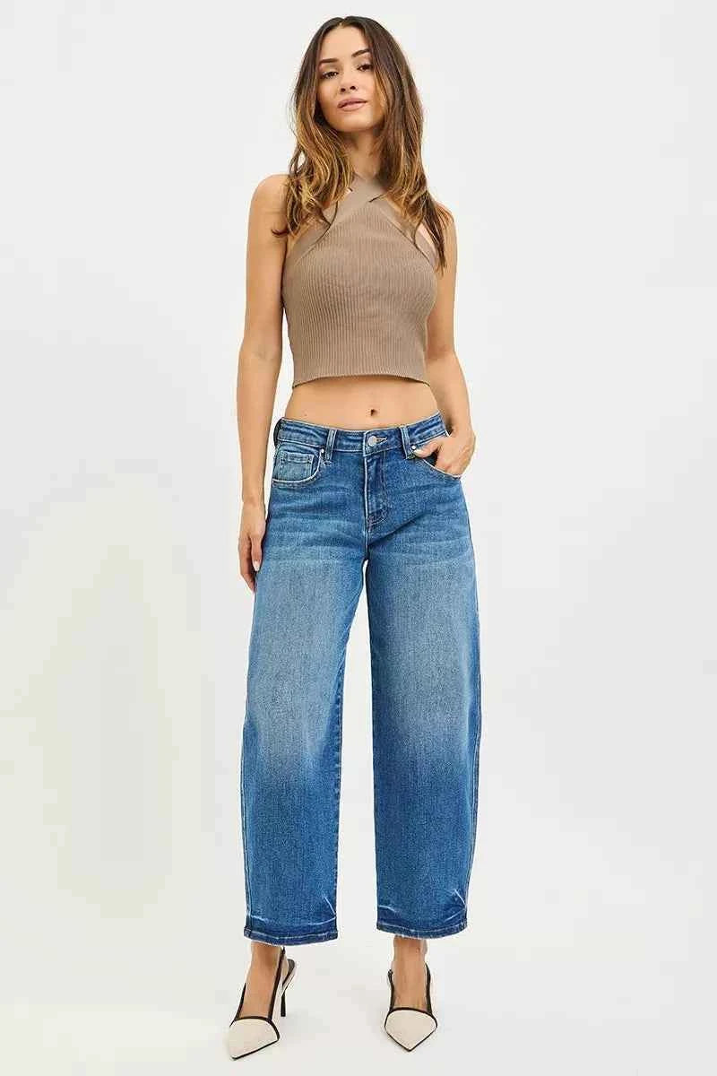 Risen Slouchy Cropped Barrel Jeans for Ultimate Comfort and Style