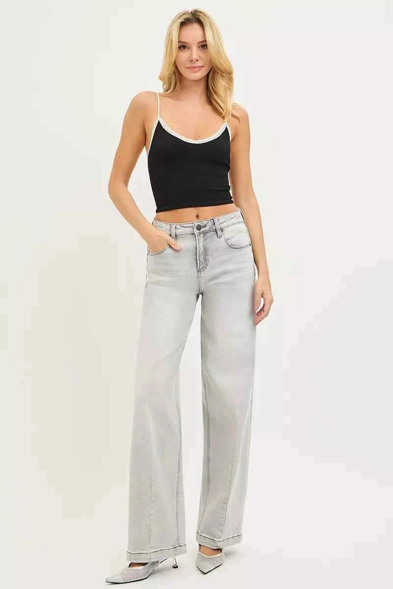 RISEN Slouchy Baggy Jeans with Contrast Stitching for Effortless Style
