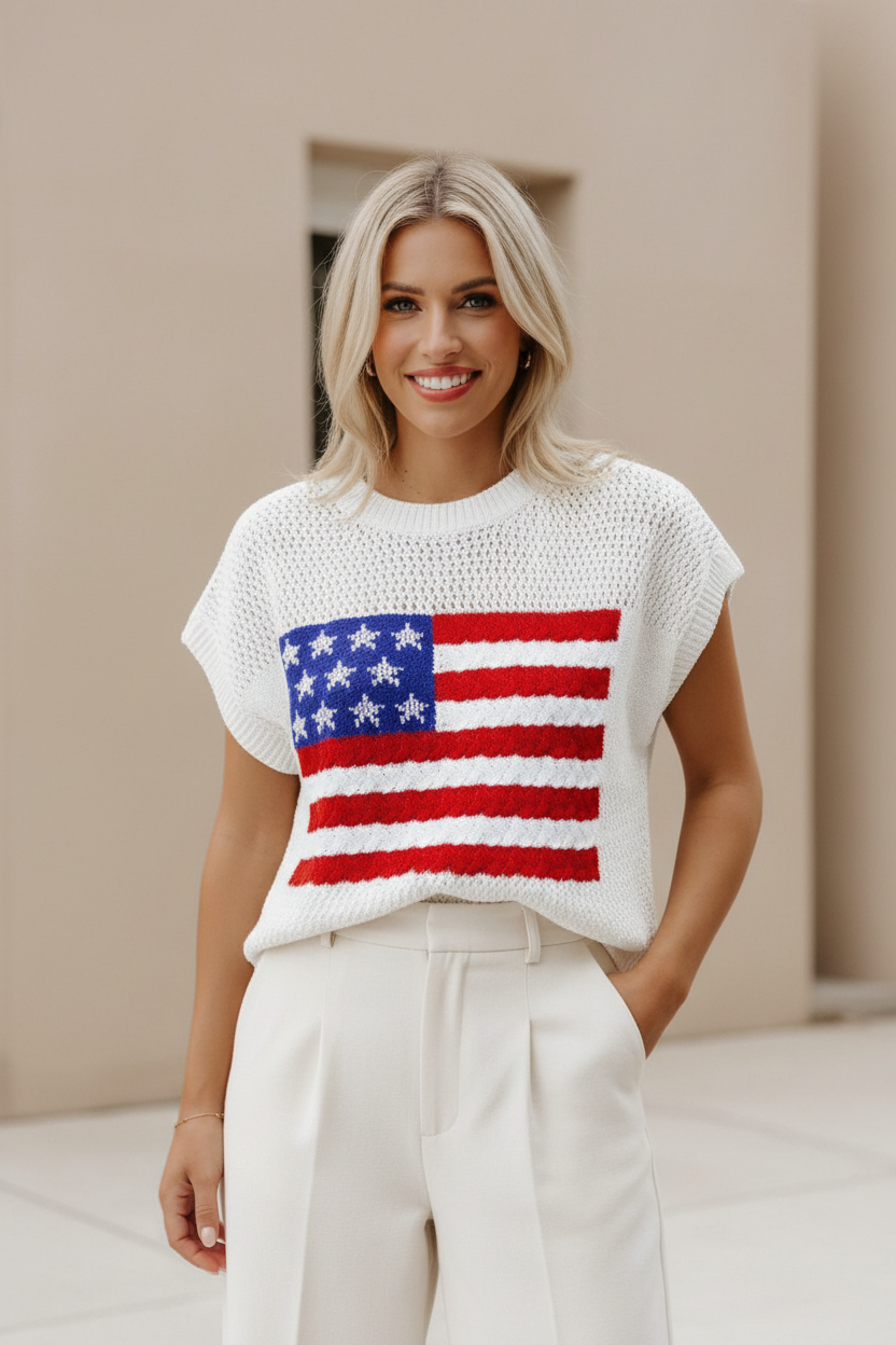 American Flag Knitted Sweater
