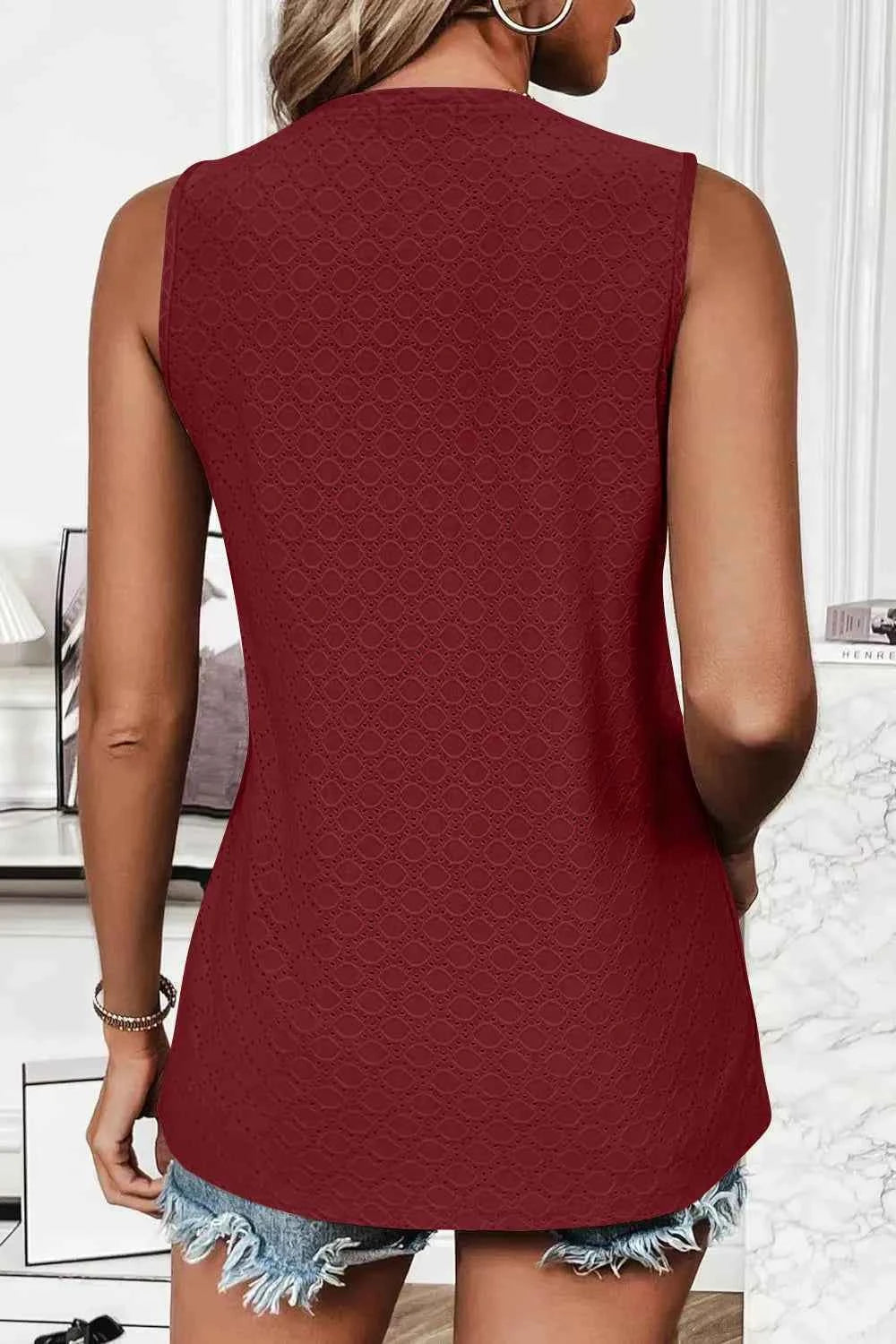 Eyelet Tank Top for Effortless Style and Comfort