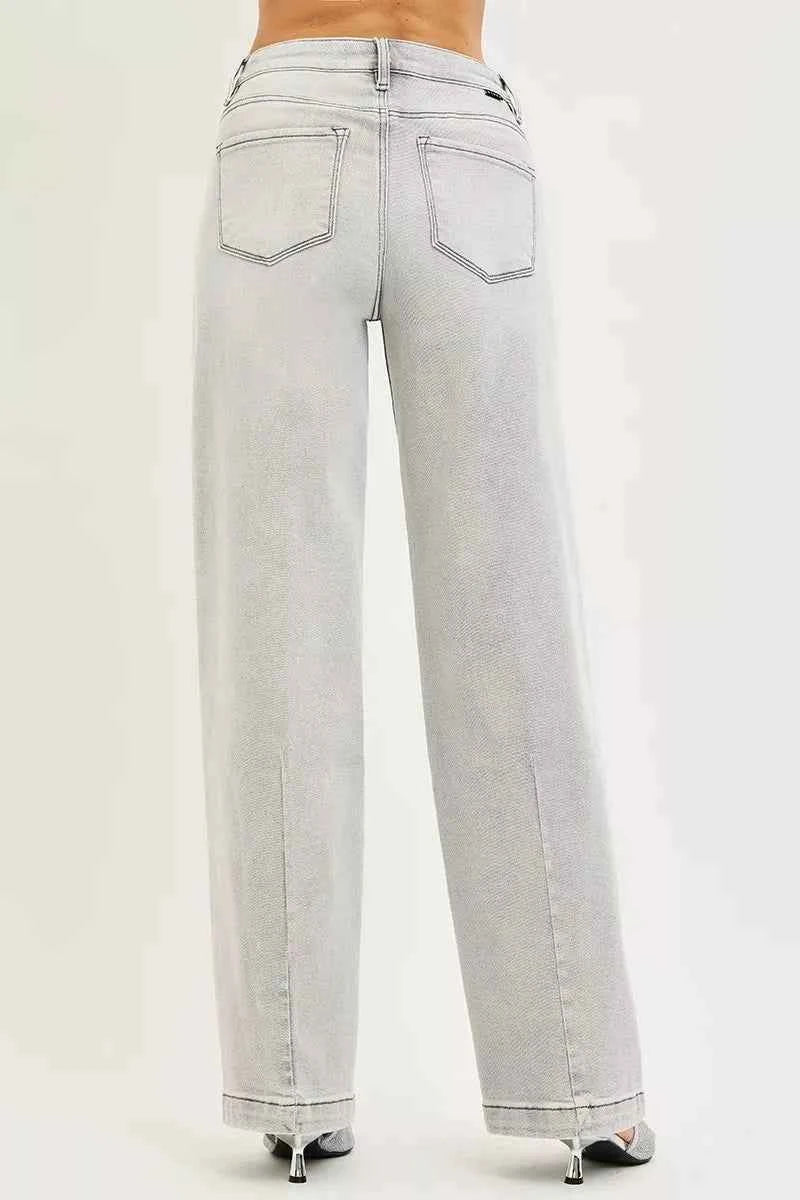 RISEN Slouchy Baggy Jeans with Contrast Stitching for Effortless Style