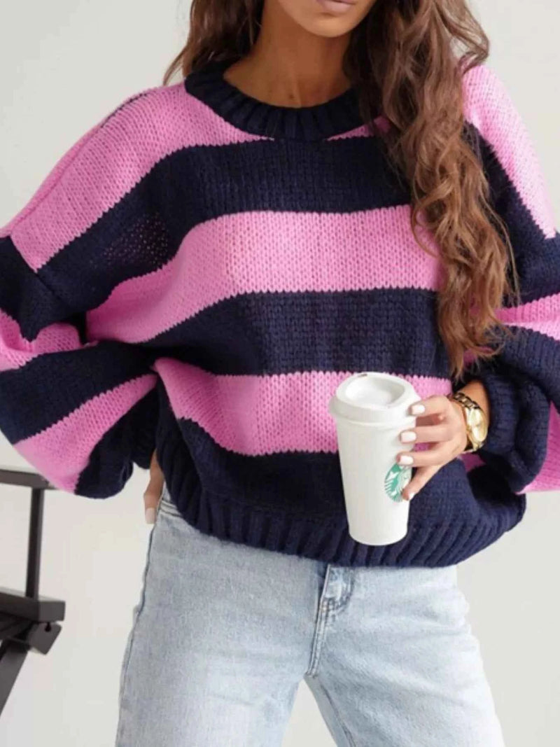 Striped Dropped Shoulder Sweater