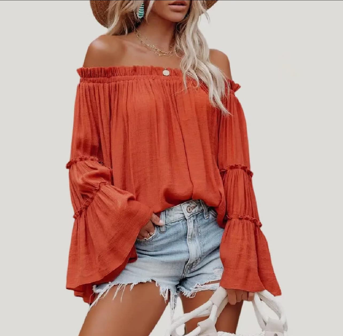 Marissa- Off the Shoulder Bell Sleeves Top