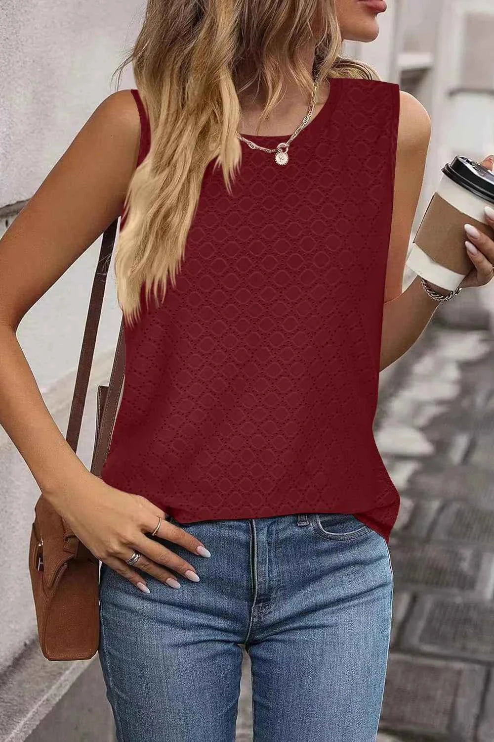 Eyelet Tank Top for Effortless Style and Comfort
