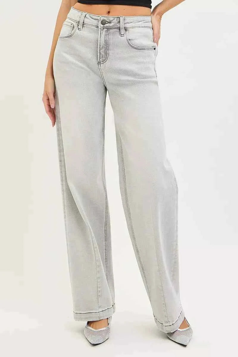 RISEN Slouchy Baggy Jeans with Contrast Stitching for Effortless Style