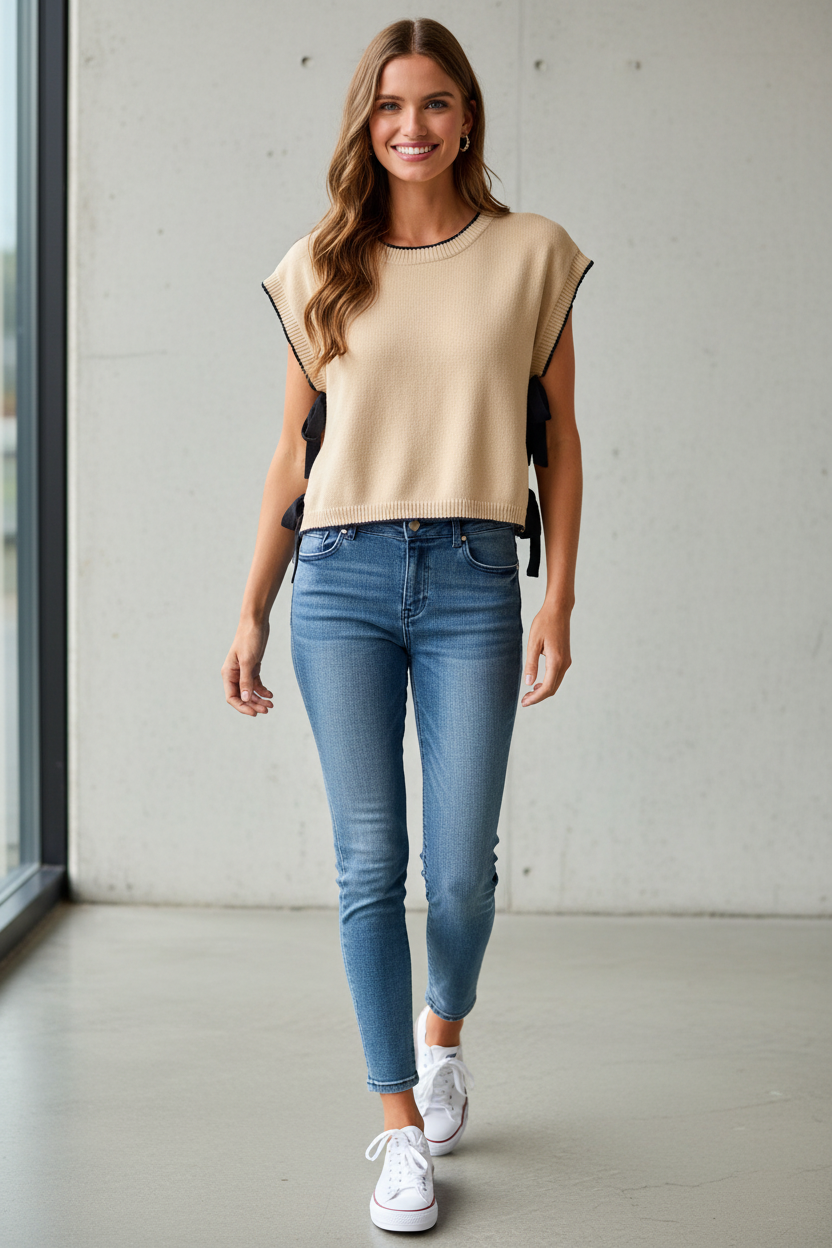Dolman Ribbon Tie Top