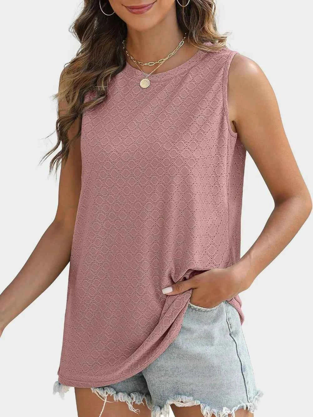 Eyelet Tank Top for Effortless Style and Comfort