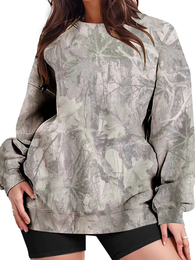 Oversized Printed Crew Neck Sweatshirt