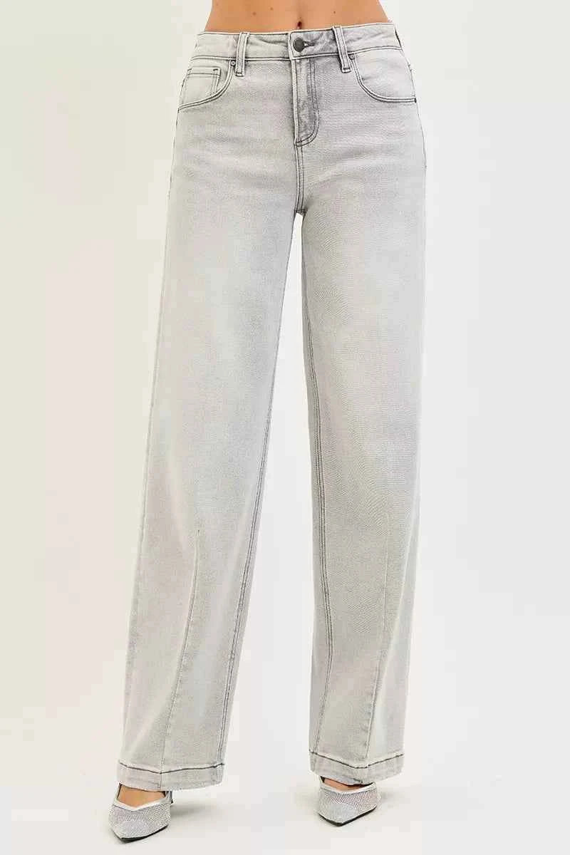 RISEN Slouchy Baggy Jeans with Contrast Stitching for Effortless Style