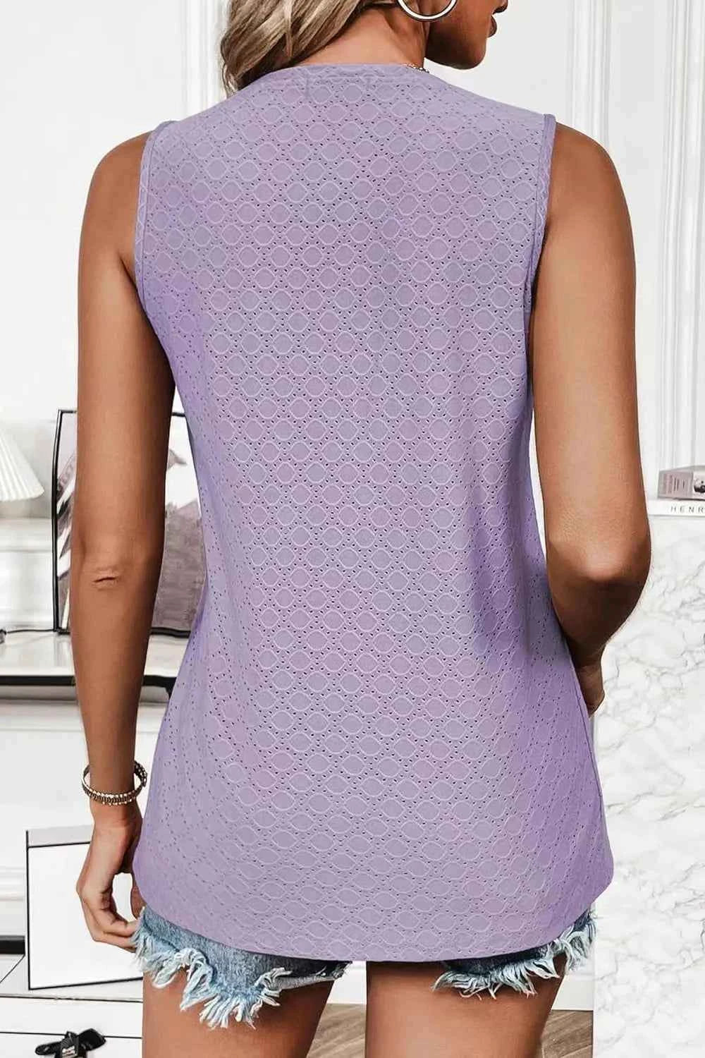 Eyelet Tank Top for Effortless Style and Comfort