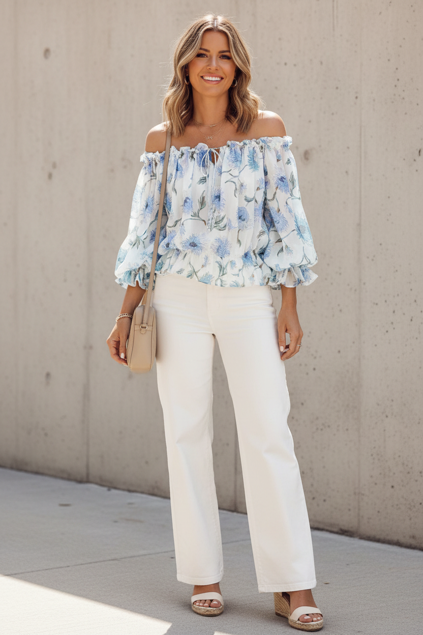 Off-Shoulder Floral Blouse