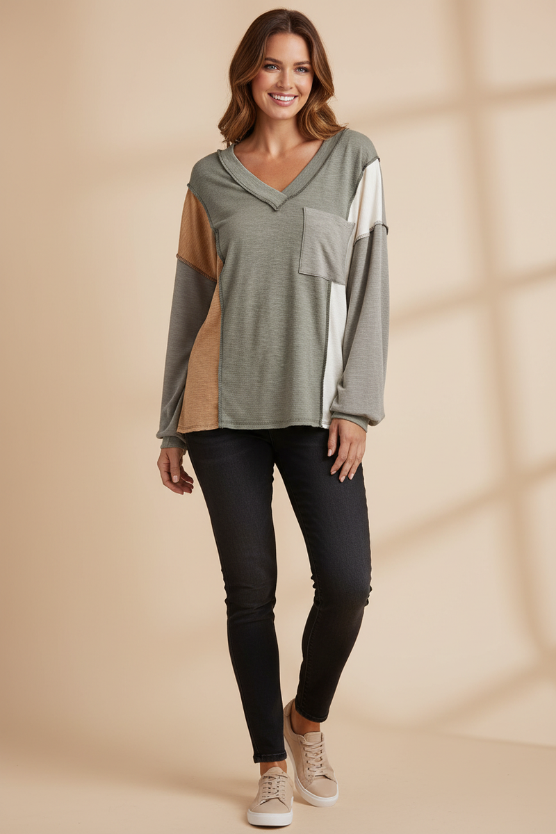 Patchwork Long Sleeve Tee