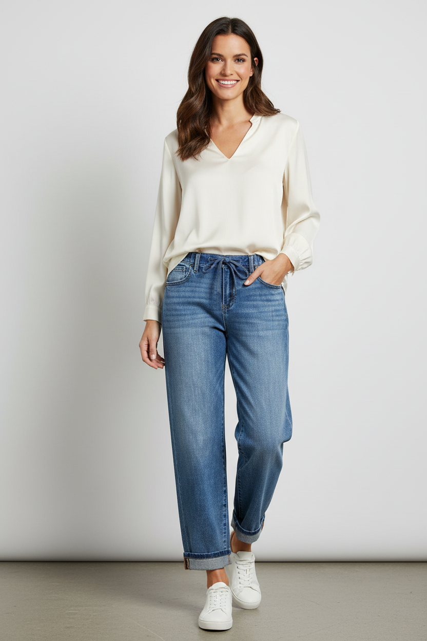 RISEN Boyfriend Cuffed Hem Jeans