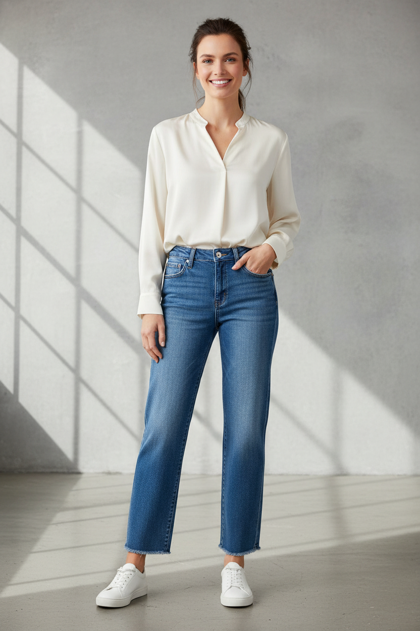 RISEN High Rise Ankle Jeans