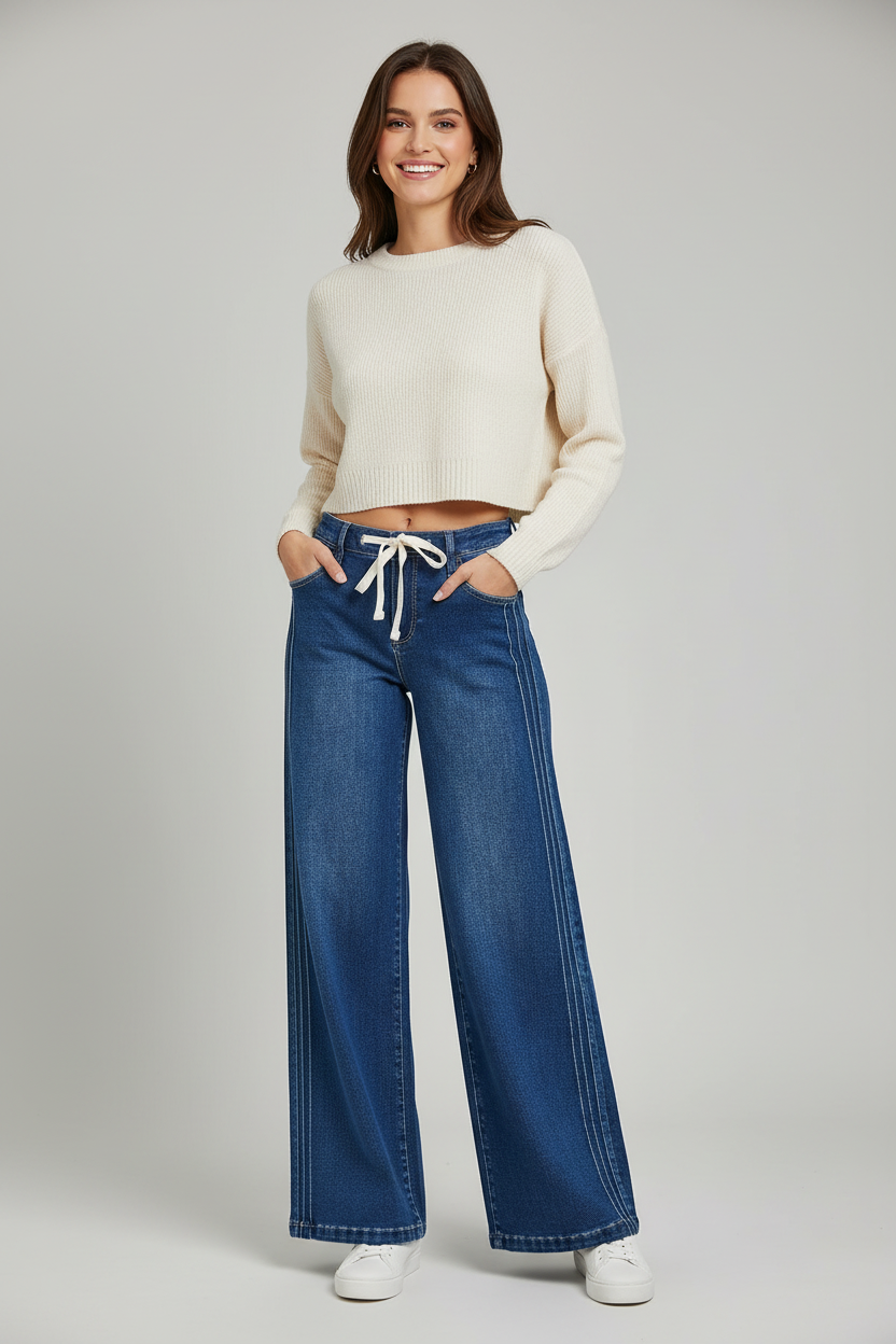 RISEN Pintuck Drawstring Jeans