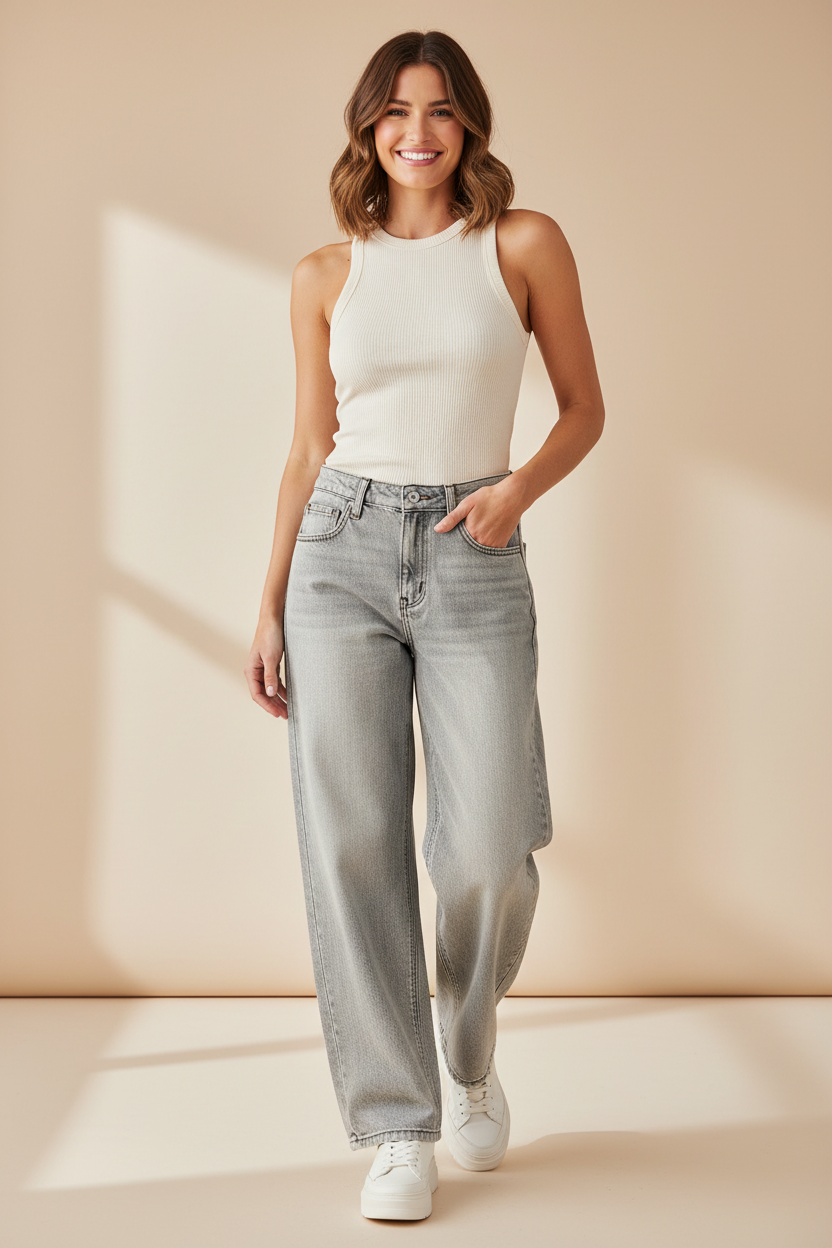 RISEN Slouchy Baggy Contrast Stitching