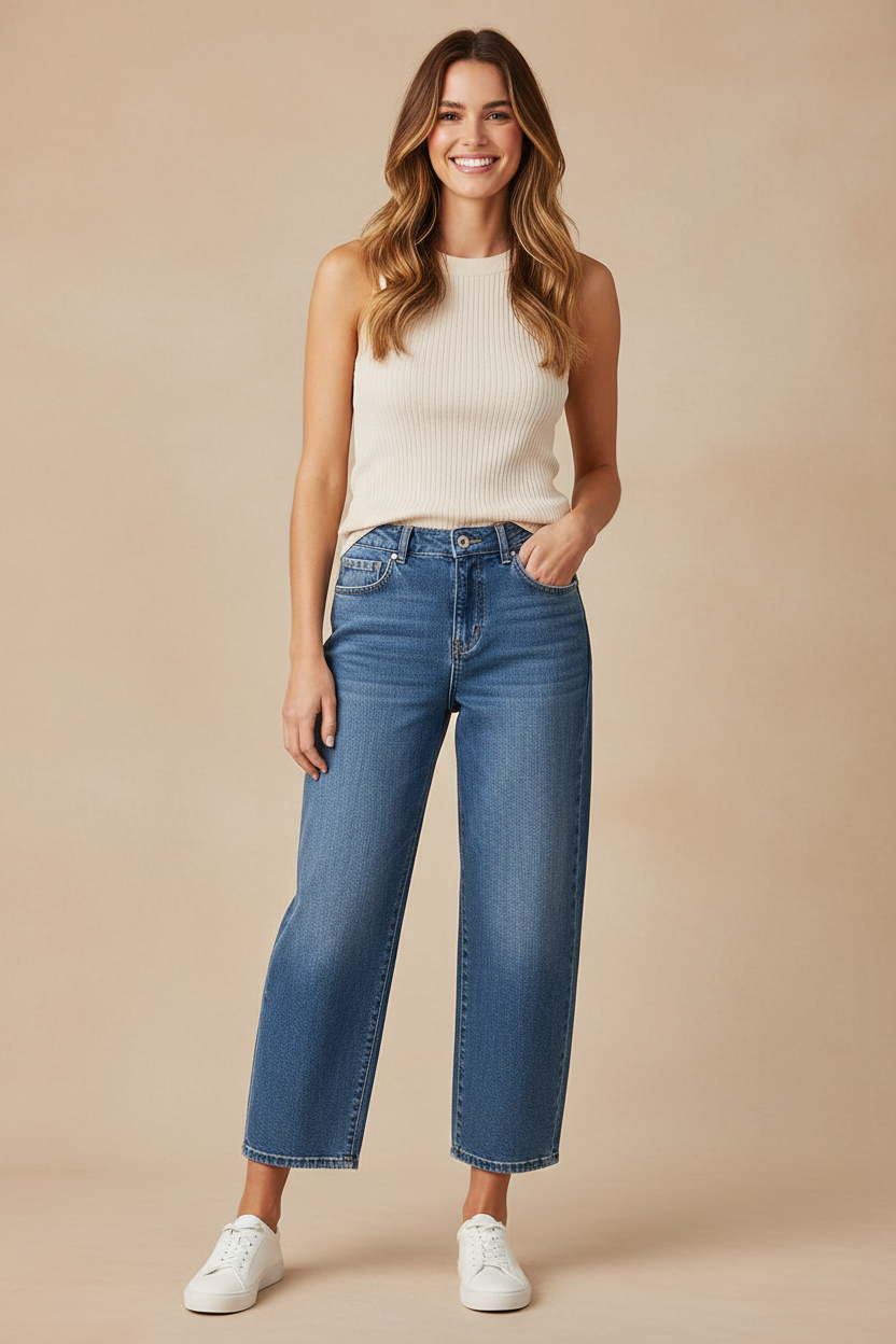 RISEN Slouchy Cropped Barrel Jeans