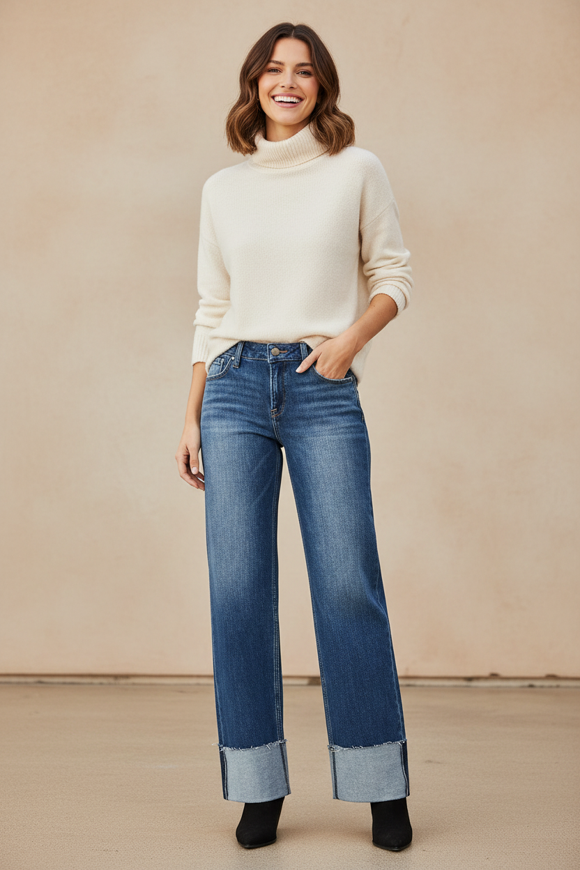RISEN Wide Straight Jeans
