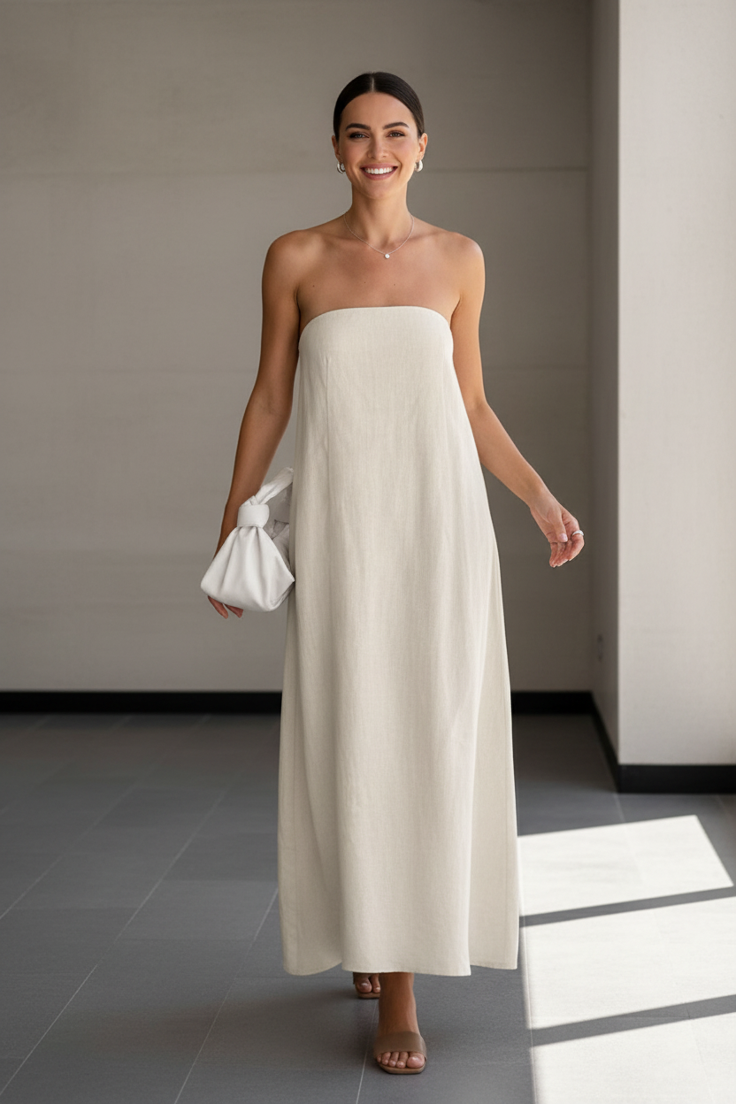 Smocked Back Tube Dress