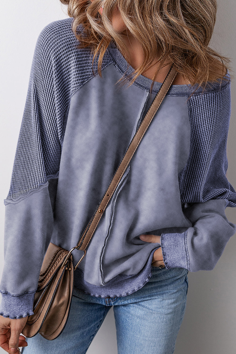 Gina- Slouchy Waffle Sweatshirt