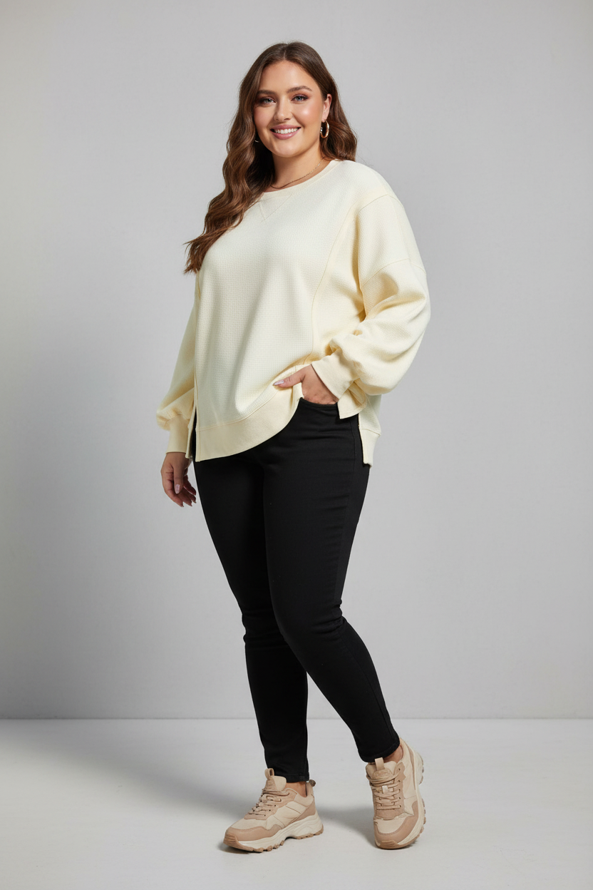Waffle Knit Sweatshirt