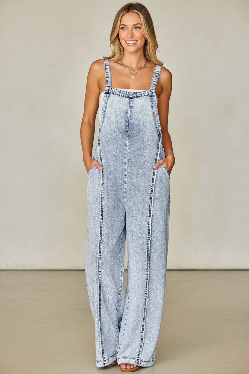 Wide Leg Denim Overall